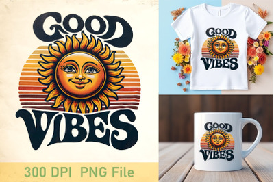 Good Vibes Sun Boho Design