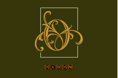 Vintage flourish lettering O monogram logo