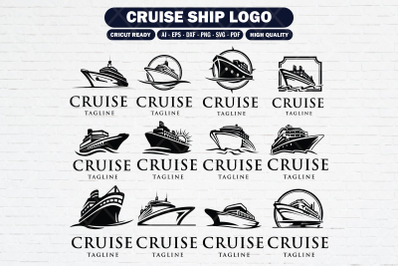Set of cruise ship logo collection