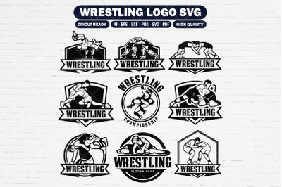 Set of wrestling logo collection