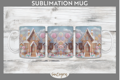 Christmas Pastel Gingerbread House Mug Wrap Sublimation