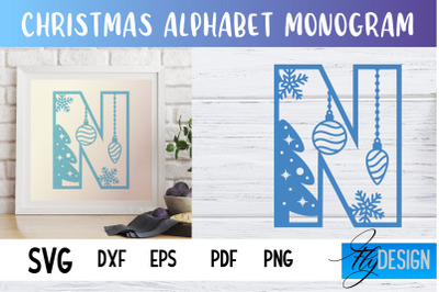 Christmas Alphabet Monogram | Alphabet SVG | Paper Cut