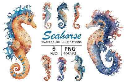 Seahorse watercolor illustration