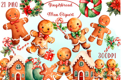 Gingerbread Man Sublimation Clipart, Gingerbread Man Clipart