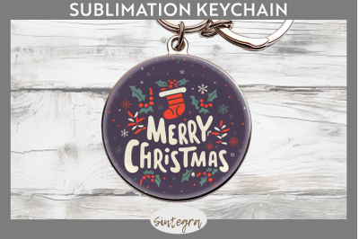Merry Christmas Round Keychain Sublimation