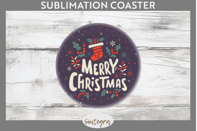 Merry Christmas Round Coaster Sublimation