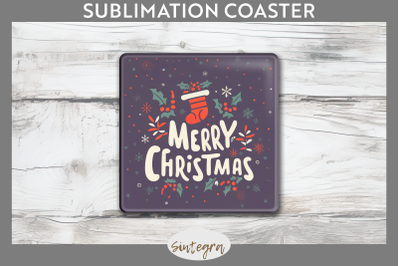 Merry Christmas Square Coaster Sublimation