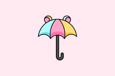 bear ears umbrella vector template logo design