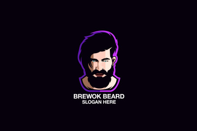 beard man face vector template logo design