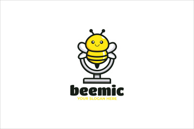 bee mic vector template logo design