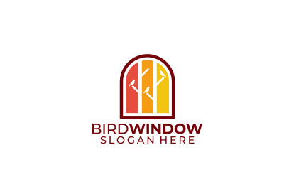 birds window vector template logo design