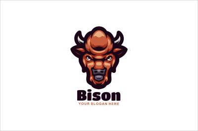 bison face logo vector template logo design