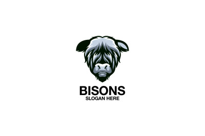 bison face vector template logo design