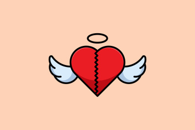 broken heart angel vector template logo design