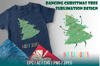 Dancing Kawaii Christmas Tree Sublimation Design