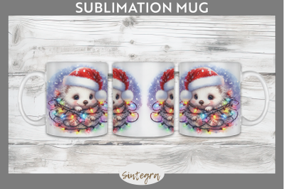 Christmas Porcupine Entangled in Lights Mug Wrap Sublimation