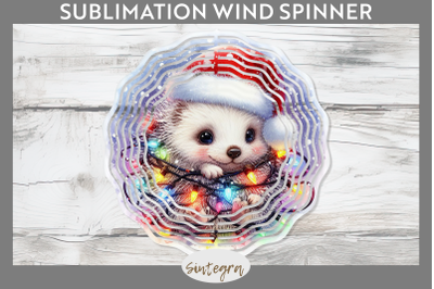 Christmas Porcupine Entangled in Lights Wind Spinner Sublimation
