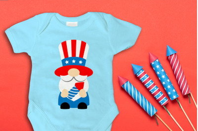 Patriotic Gnome with Uncle Sam Hat | SVG | PNG | DXF | EPS