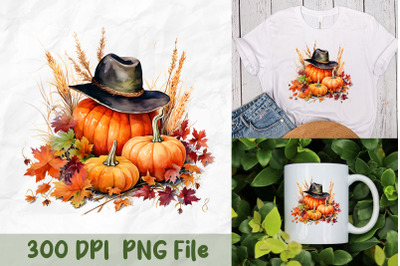 Pumpkin and Hat Autumn Art