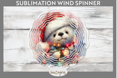 Christmas Bear Entangled in Lights Wind Spinner Sublimation
