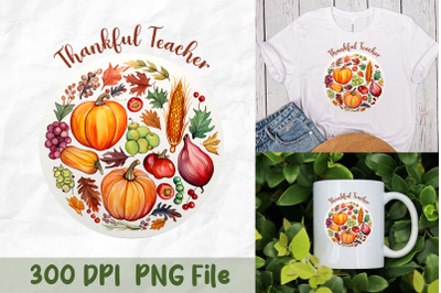 Thankful Teacher Apple and Pumpkins