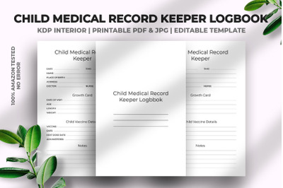 Child Medical Record Keeper Logbook KDP Interior