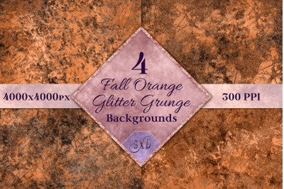 Fall Orange Glitter Grunge Backgrounds - 4 Images