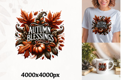 Autumn Blessings Leaf Design