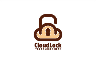 cloud lock vector template logo design