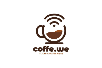 coffee cup wifi vector template logo design