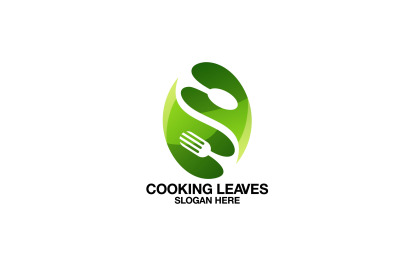 cooking leaves vector template logo design