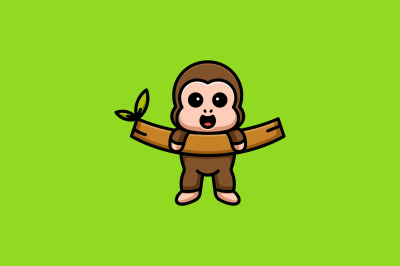 cute baby monkey vector template logo design