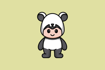 cute baby panda costume vector template logo design