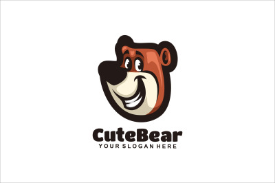 cute bear face vector template logo design