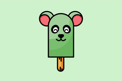 cute bear ice cream bar vector template logo design