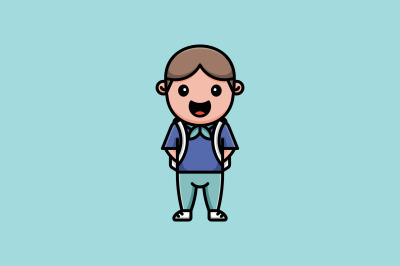 cute boy vector template logo design