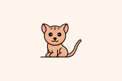 cute cat vector template logo design