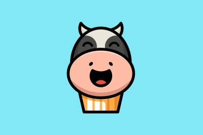 cute cow face vector template logo design