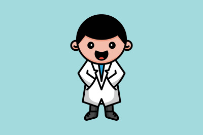 cute doctor boy vector template logo design