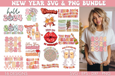 New Years New Year 2024 SVG PNG Bundle Cut file