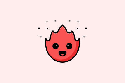 cute face fire vector template logo design