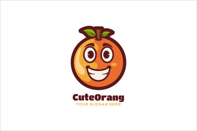 cute face orange vector template logo design