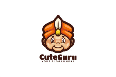 cute guru face vector template logo design