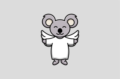 cute koala angel vector template logo design