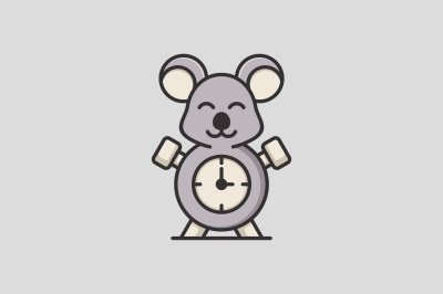 cute koala clock vector template logo design