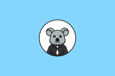 cute koala in suit vector template logo design