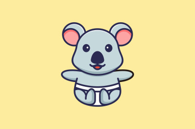 cute koala vector template logo design