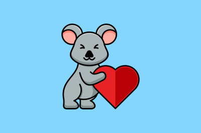 cute love koala vector template logo design