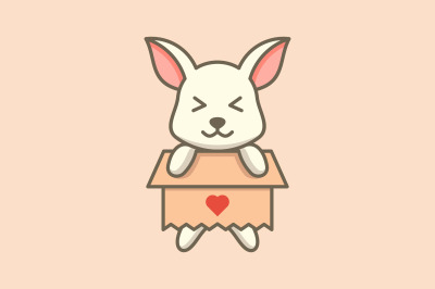 cute love rabbit vector template logo design