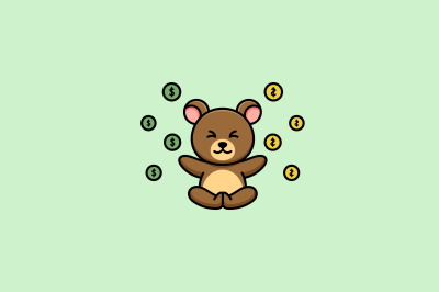 cute money bear vector template logo design